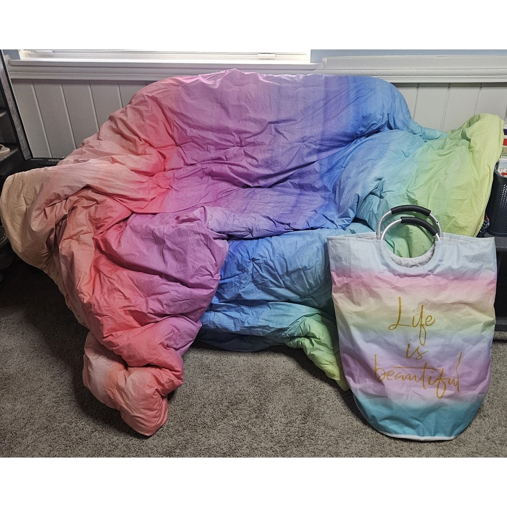 Pottery Barn PB Teen Rainbow Ombre Comforter Full Queen EUC